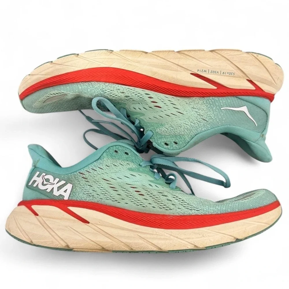 HOKA Clifton 8 One One Womens 8.5 B Aqua Blue Running Shoes 1119394 Gym Running